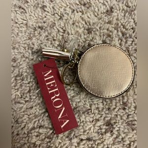 Merona (by Target) 2-1/2” Round Metallic Gold Coin Purse W/ Tassels. NWT